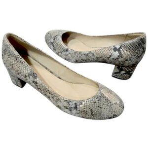 NWOB Cole Haan Lesli 50mm Metallic Snakeskin Round Toe Block Heel Pumps 9B